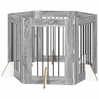 Hondenhekje met standaards 6 pcs Grijs sonoma 60 x 80 cm