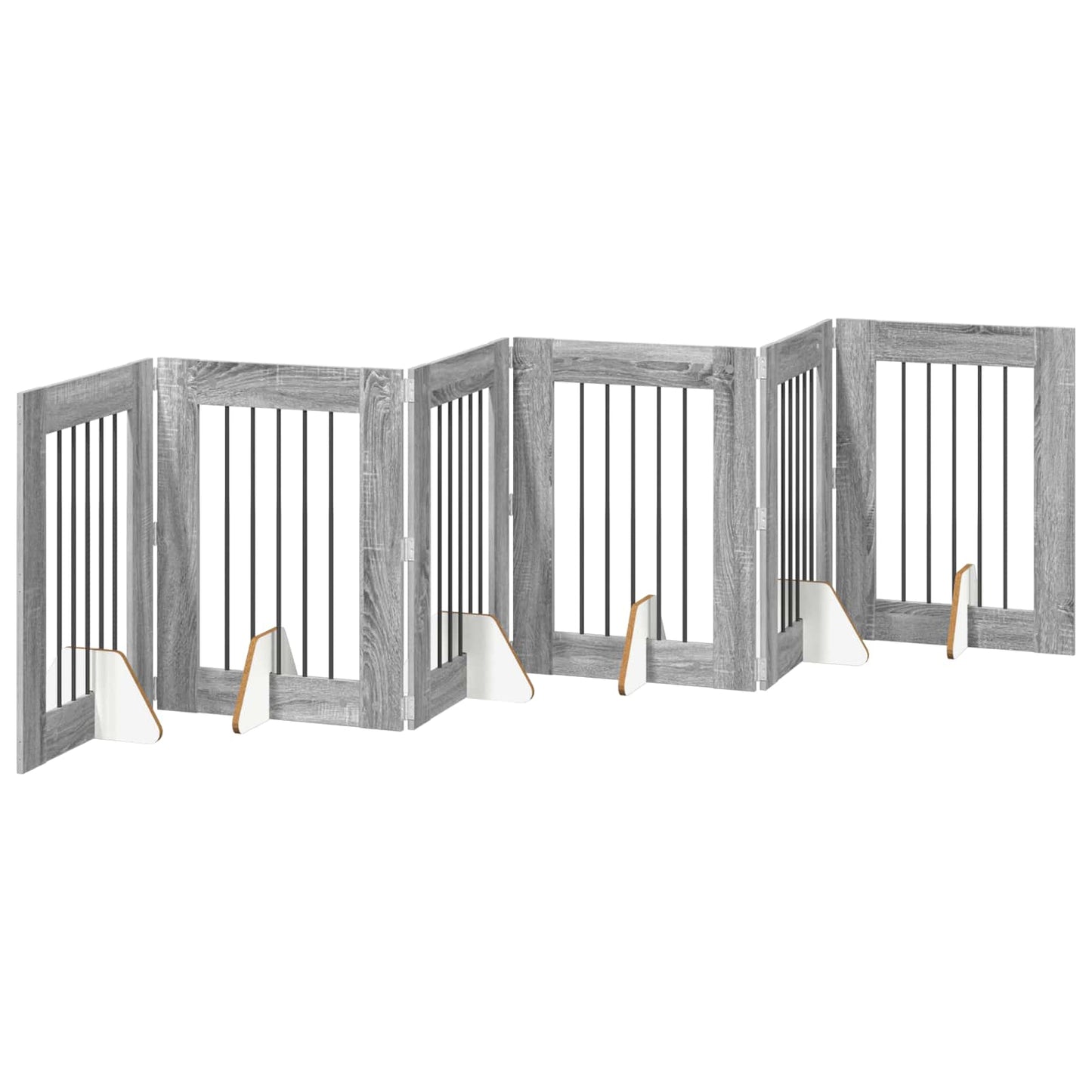 Hondenhekje met standaards 6 pcs Grijs sonoma 60 x 80 cm