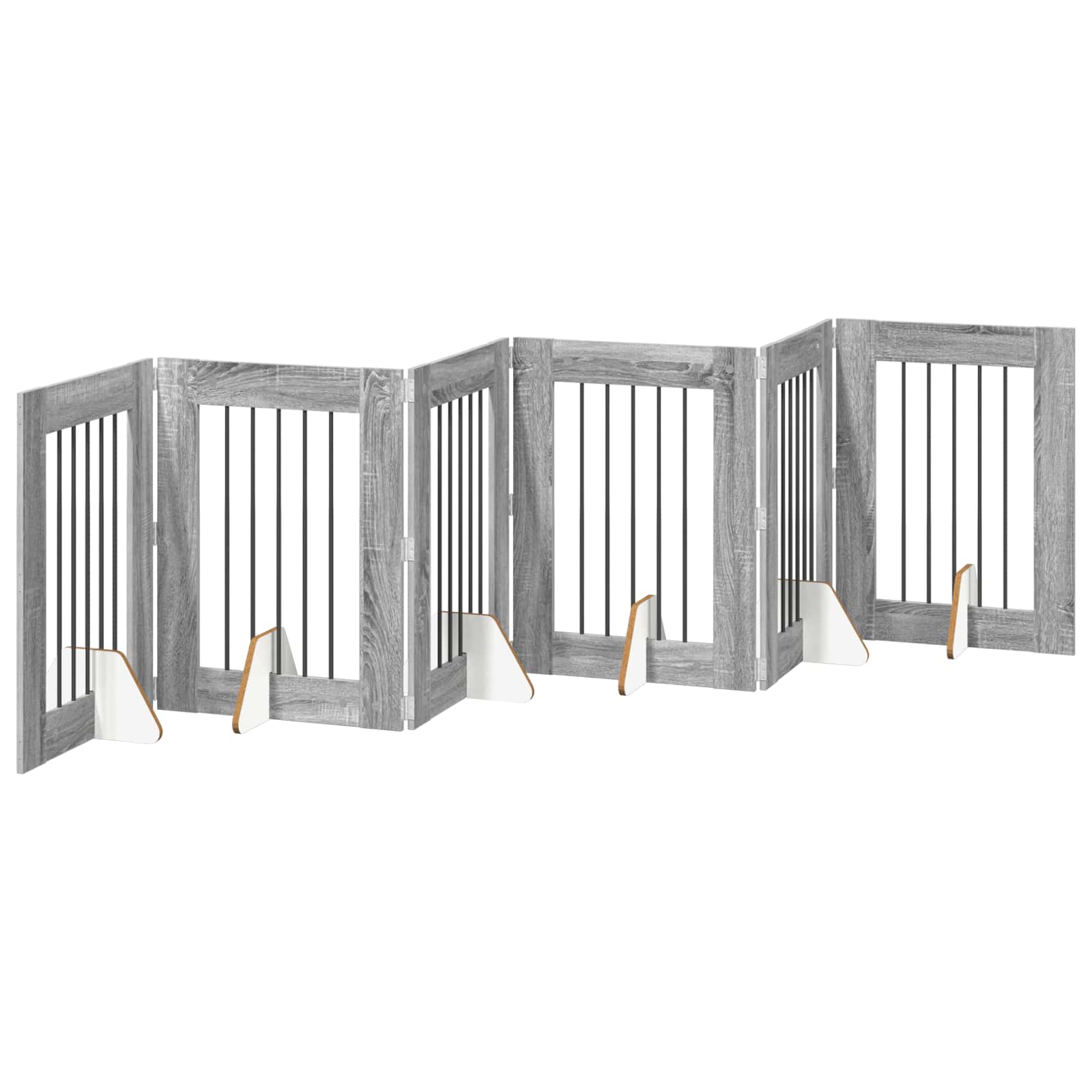 Hondenhekje met standaards 6 pcs Grijs sonoma 60 x 80 cm