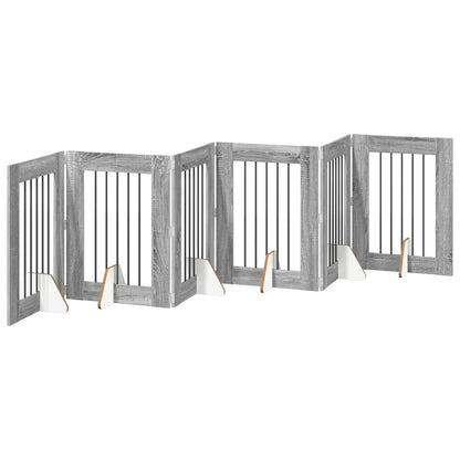 Hondenhekje met standaards 6 pcs Grijs sonoma 60 x 80 cm