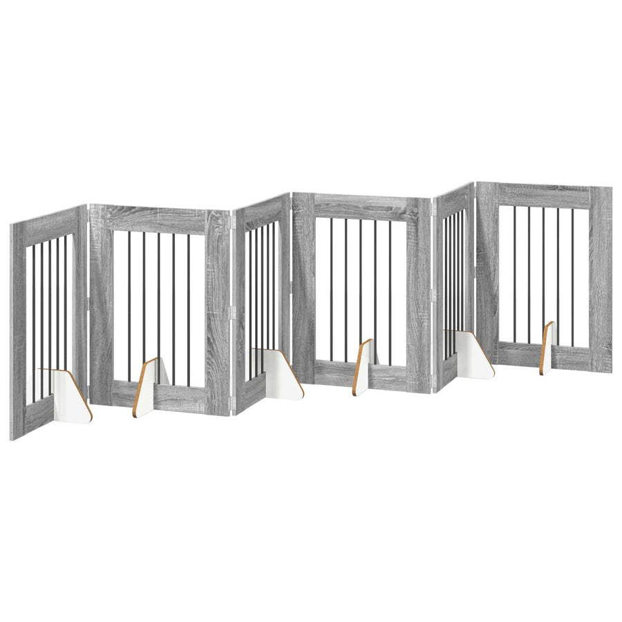 Hondenhekje met standaards 6 pcs Grijs sonoma 60 x 80 cm
