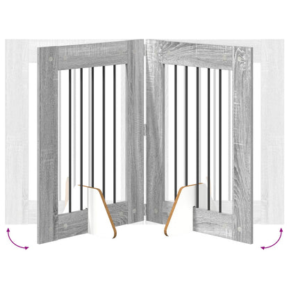 Hondenhekje met standaards 6 pcs Grijs sonoma 60 x 80 cm