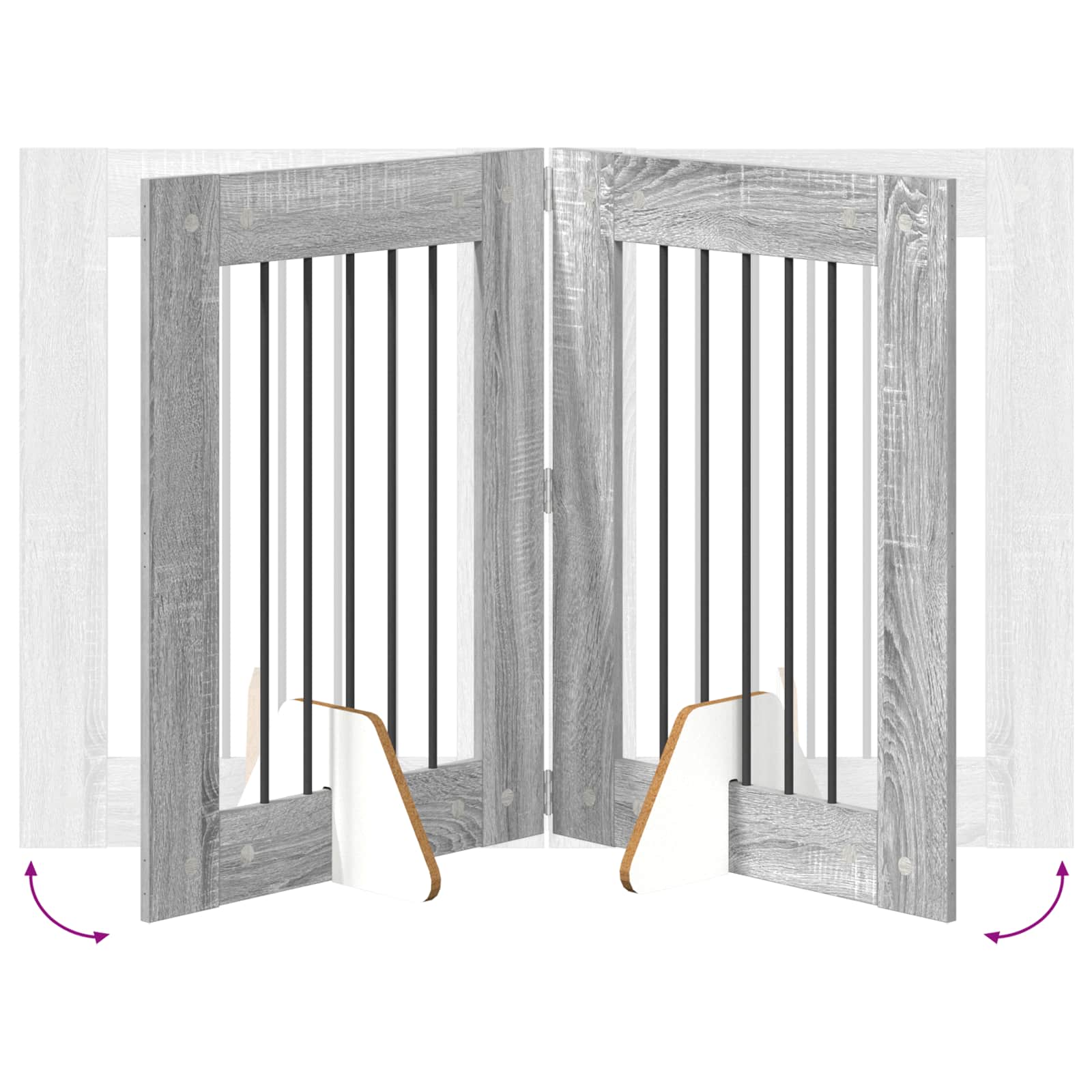 Hondenhekje met standaards 6 pcs Grijs sonoma 60 x 80 cm