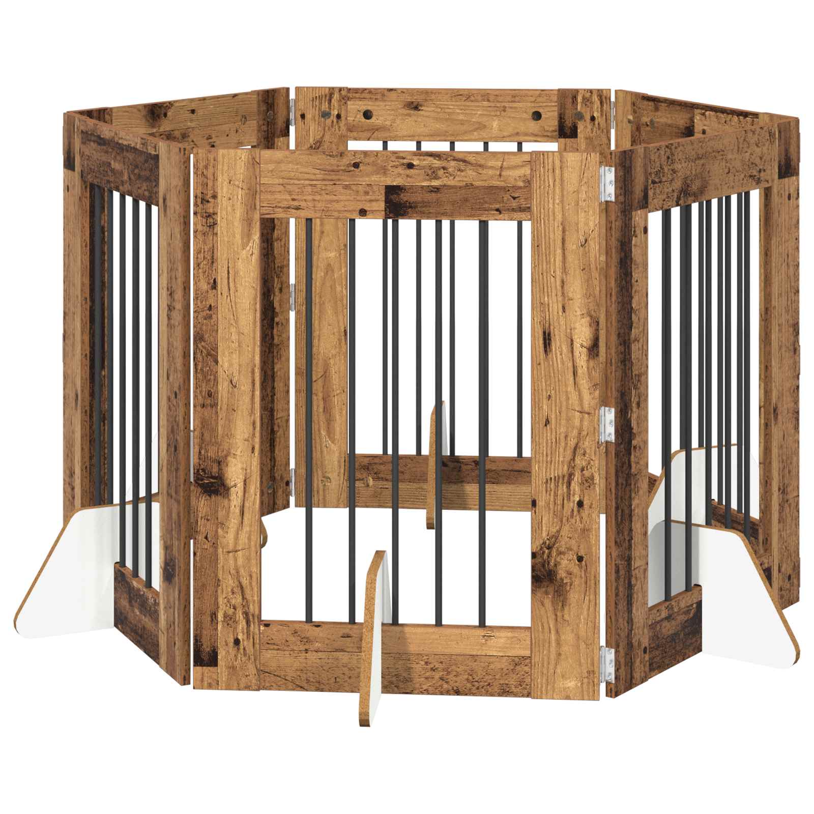 Hondenhekje met standaards 6 pcs Oud hout 60 x 80 cm