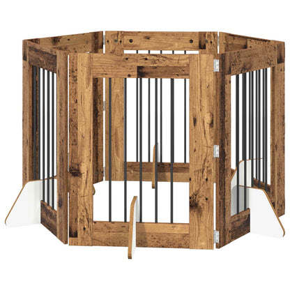 Hondenhekje met standaards 6 pcs Oud hout 60 x 80 cm