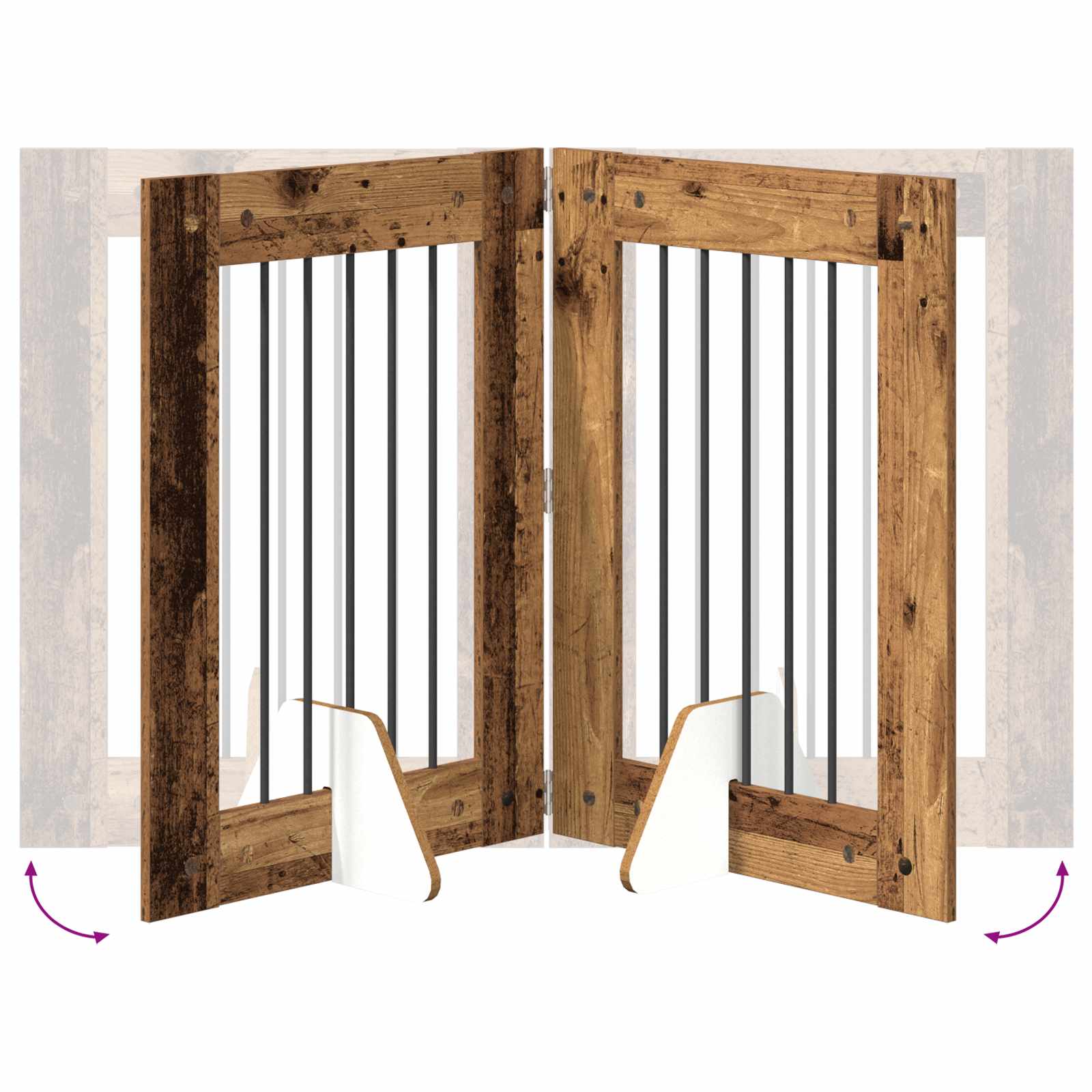 Hondenhekje met standaards 6 pcs Oud hout 60 x 80 cm