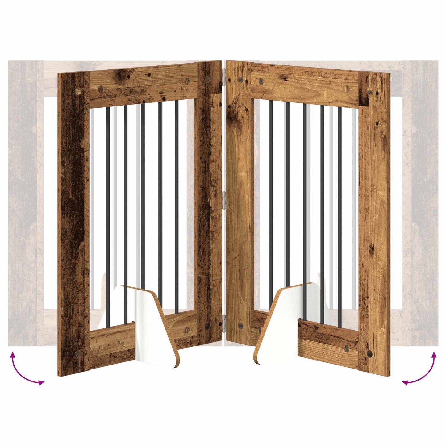 Hondenhekje met standaards 6 pcs Oud hout 60 x 80 cm