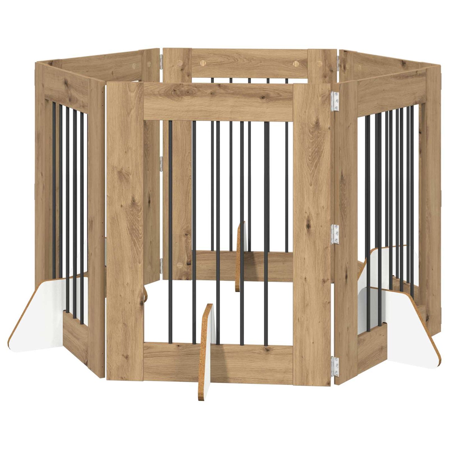 Hondenhekje met standaards 6 pcs Artisanaal eiken 60 x 80 cm