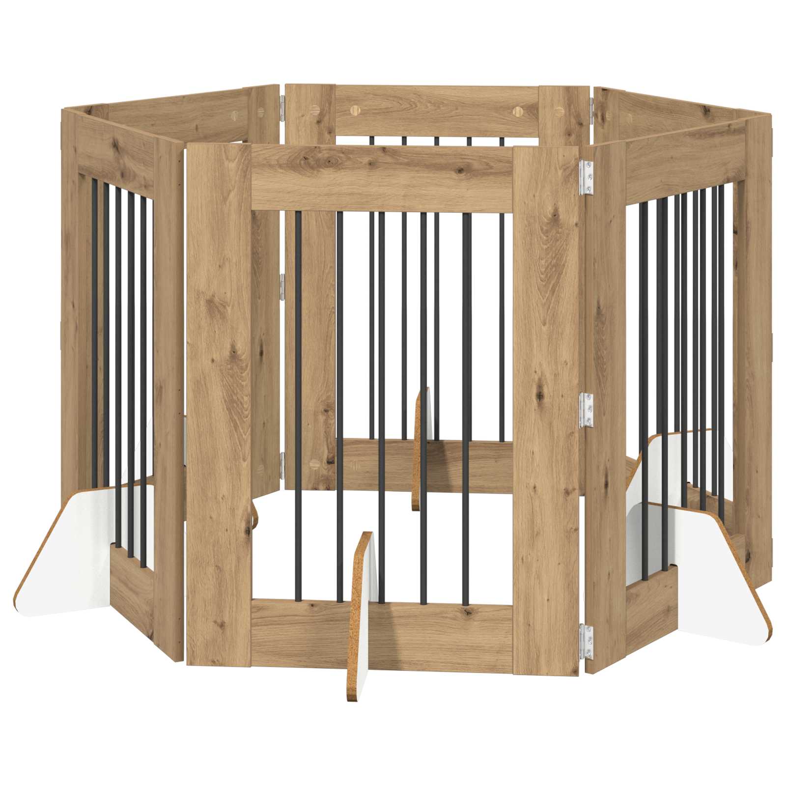 Hondenhekje met standaards 6 pcs Artisanaal eiken 60 x 80 cm