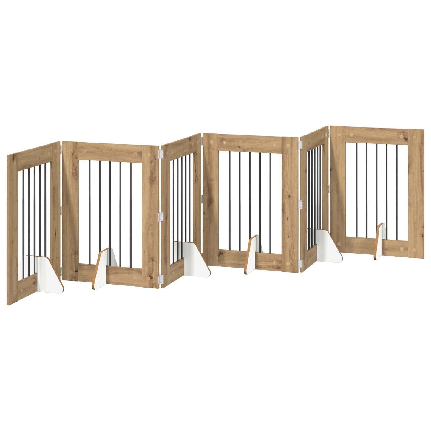 Hondenhekje met standaards 6 pcs Artisanaal eiken 60 x 80 cm