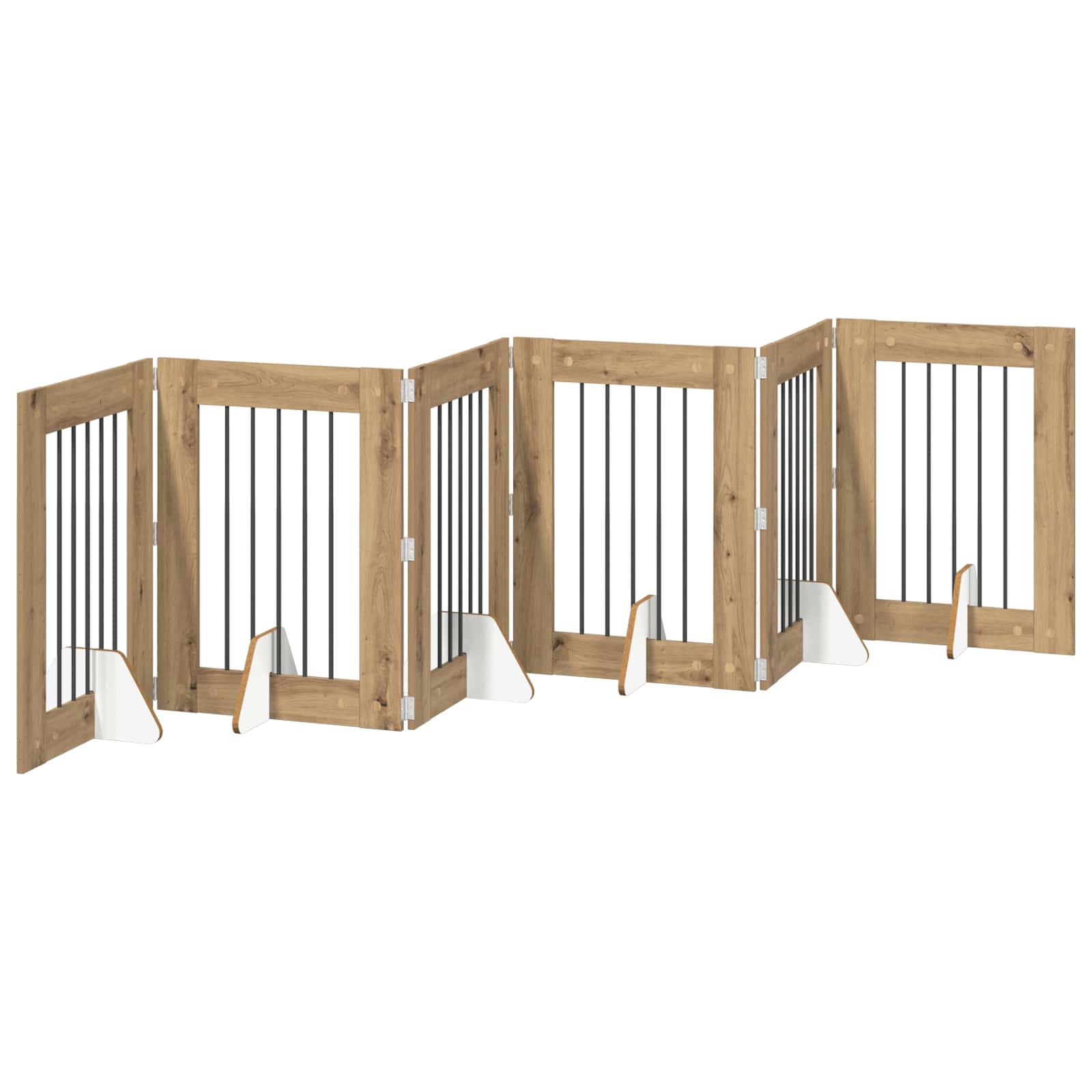 Hondenhekje met standaards 6 pcs Artisanaal eiken 60 x 80 cm