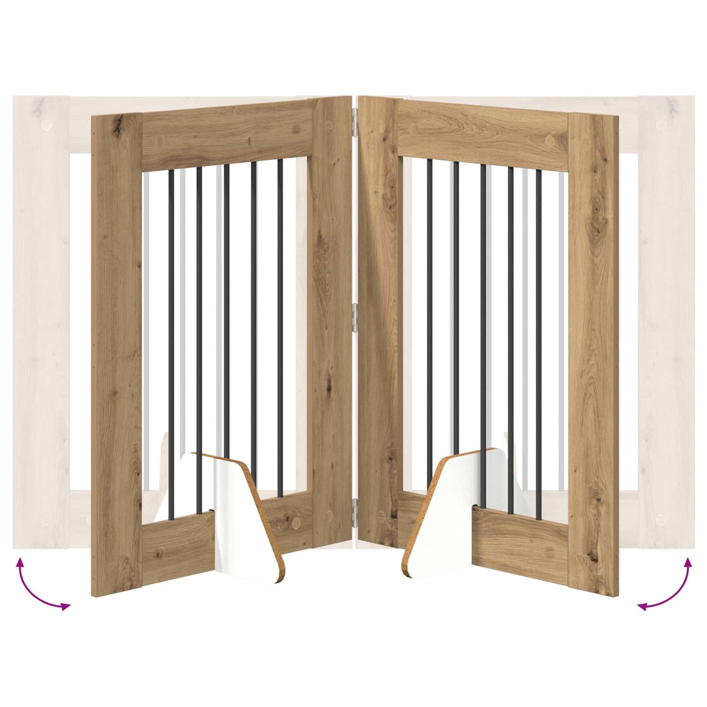 Hondenhekje met standaards 6 pcs Artisanaal eiken 60 x 80 cm