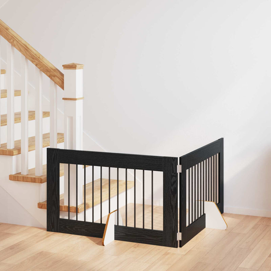 Hondenhekje met standaards 2 pcs Zwart eiken 100 x 60 cm