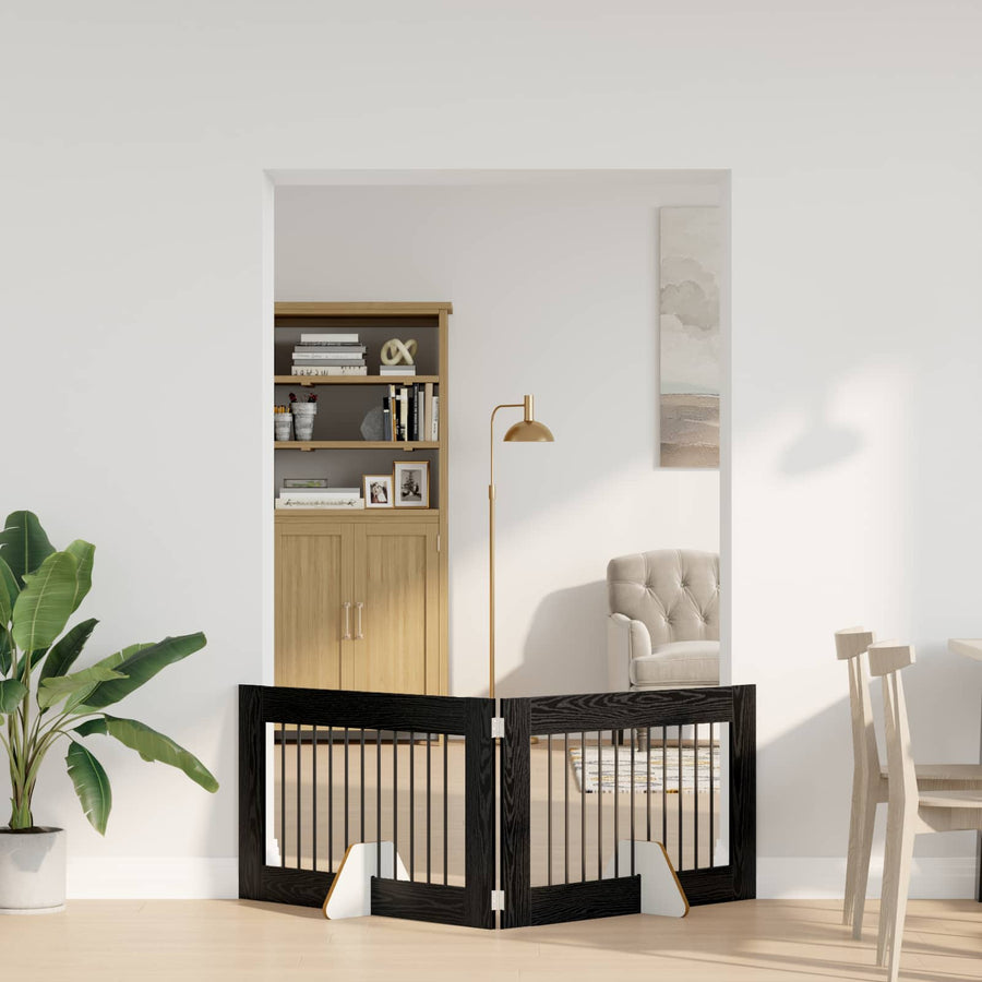 Hondenhekje met standaards 2 pcs Zwart eiken 100 x 60 cm