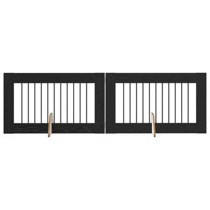 Hondenhekje met standaards 2 pcs Zwart eiken 100 x 60 cm