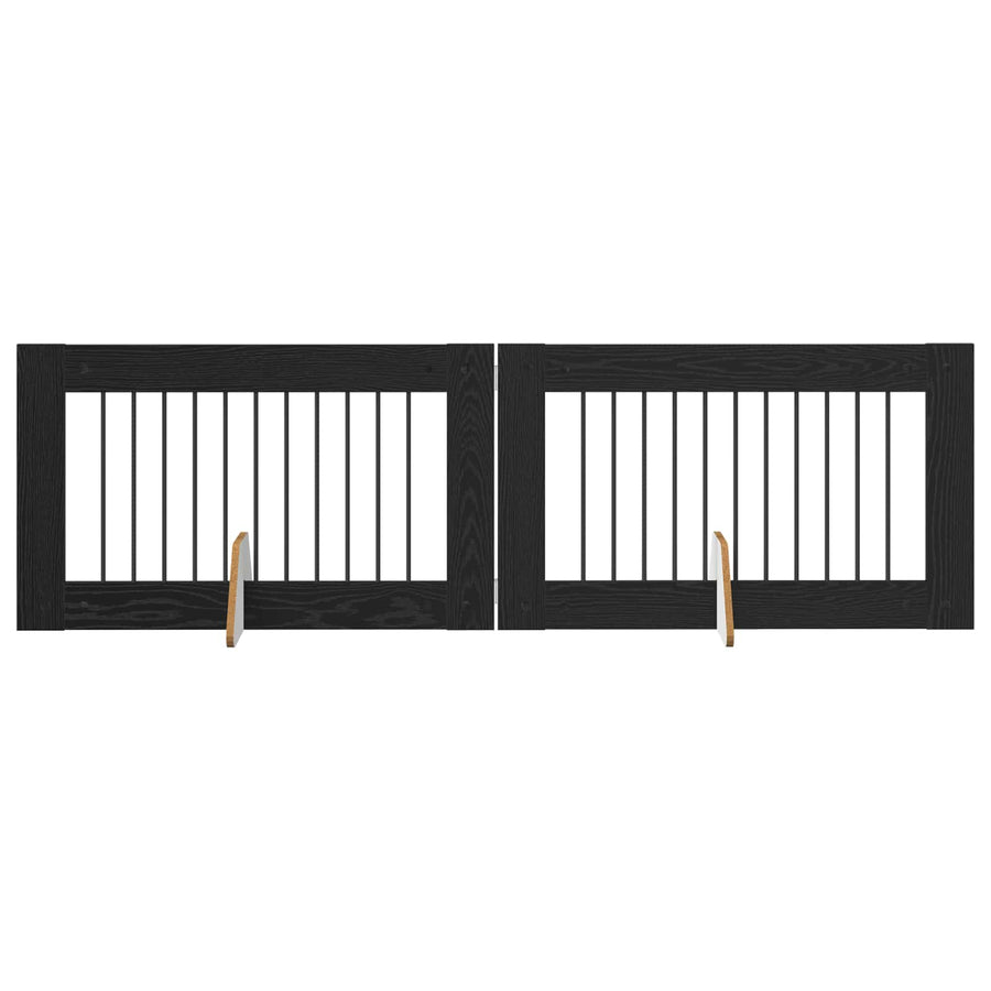 Hondenhekje met standaards 2 pcs Zwart eiken 100 x 60 cm