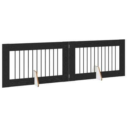 Hondenhekje met standaards 2 pcs Zwart eiken 100 x 60 cm