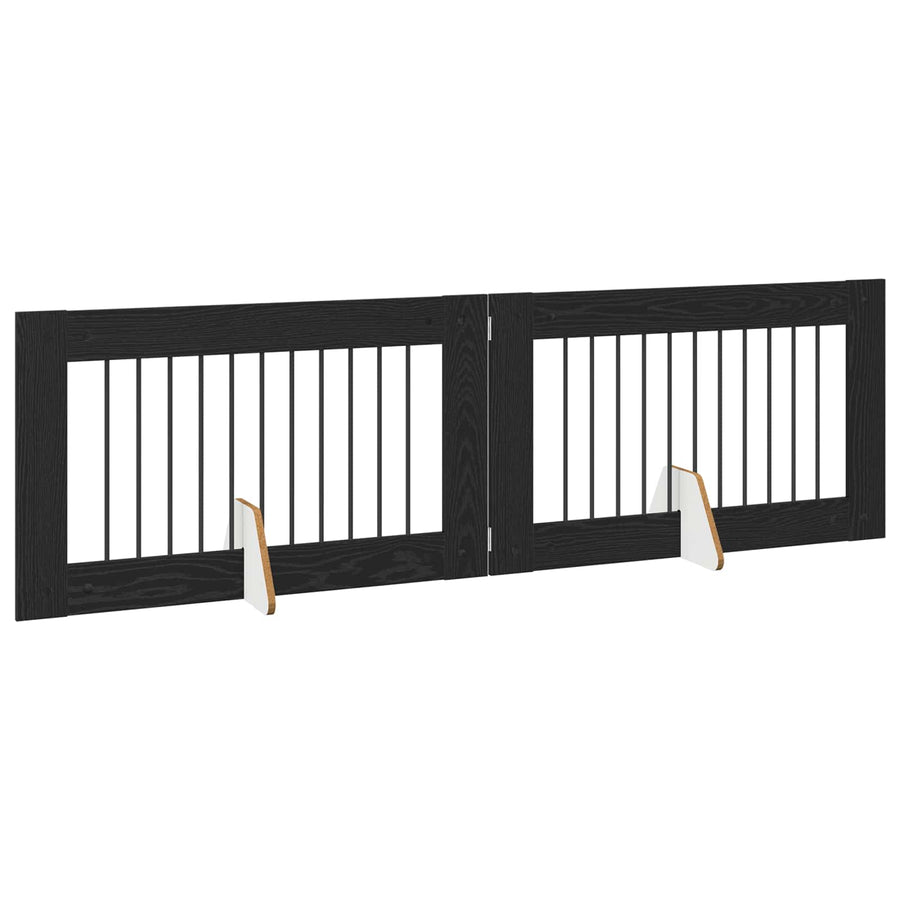 Hondenhekje met standaards 2 pcs Zwart eiken 100 x 60 cm