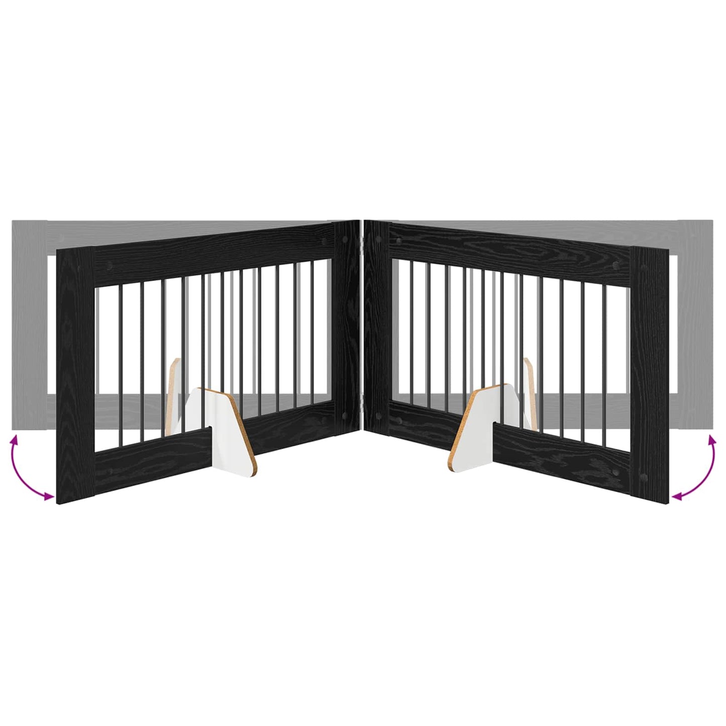 Hondenhekje met standaards 2 pcs Zwart eiken 100 x 60 cm