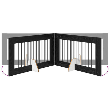 Hondenhekje met standaards 2 pcs Zwart eiken 100 x 60 cm