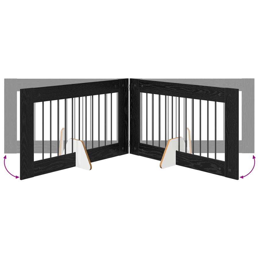 Hondenhekje met standaards 2 pcs Zwart eiken 100 x 60 cm