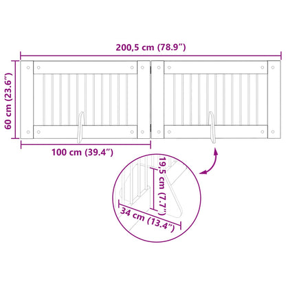 Hondenhekje met standaards 2 pcs Zwart eiken 100 x 60 cm
