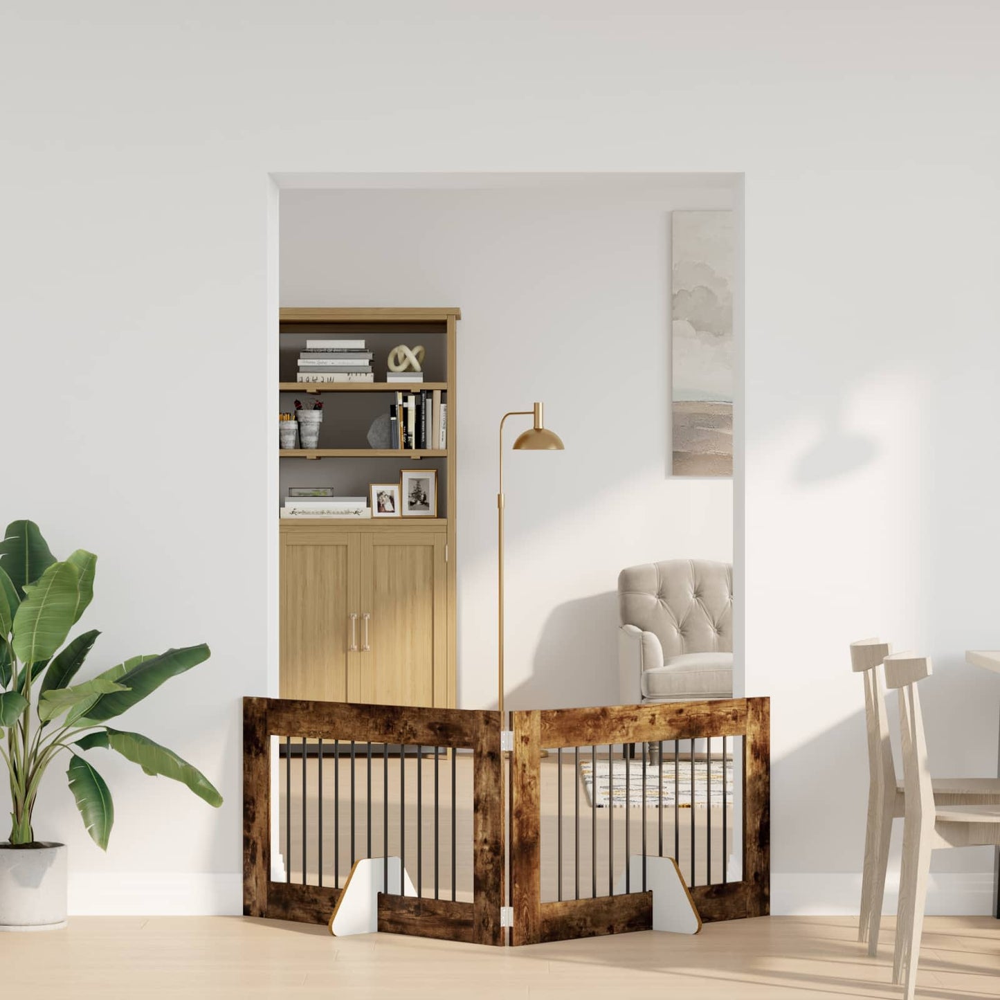 Hondenhekje met standaards 2 pcs Gerookt eiken 100 x 60 cm