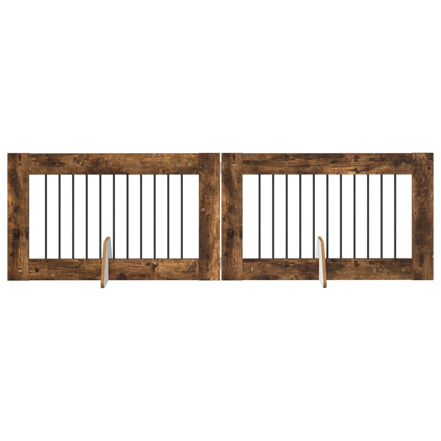 Hondenhekje met standaards 2 pcs Gerookt eiken 100 x 60 cm