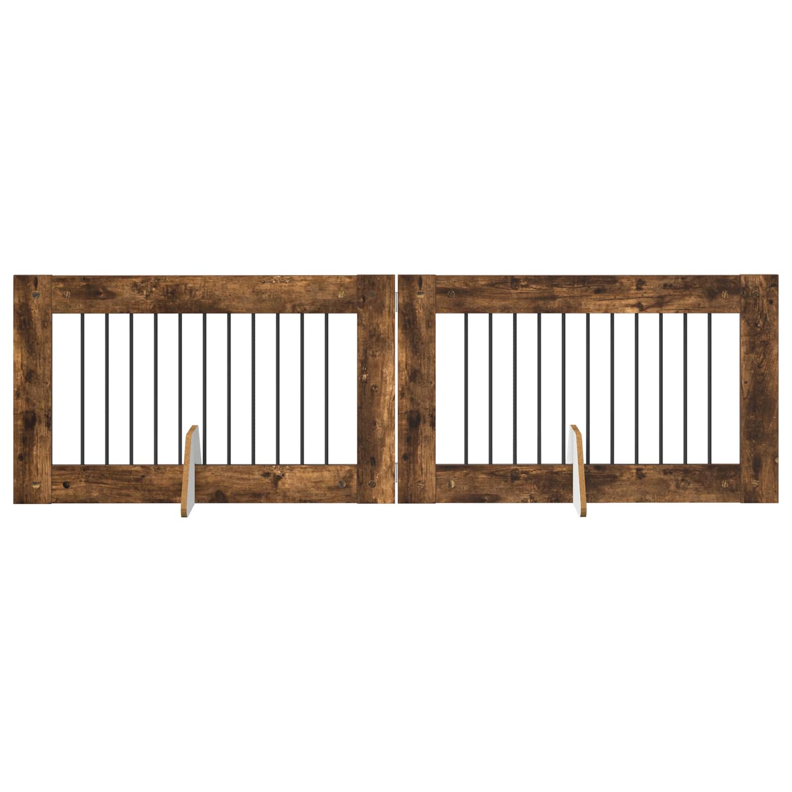 Hondenhekje met standaards 2 pcs Gerookt eiken 100 x 60 cm