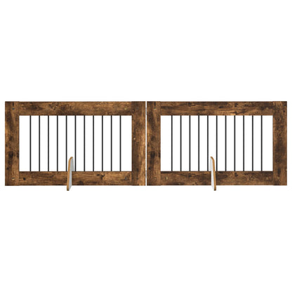 Hondenhekje met standaards 2 pcs Gerookt eiken 100 x 60 cm