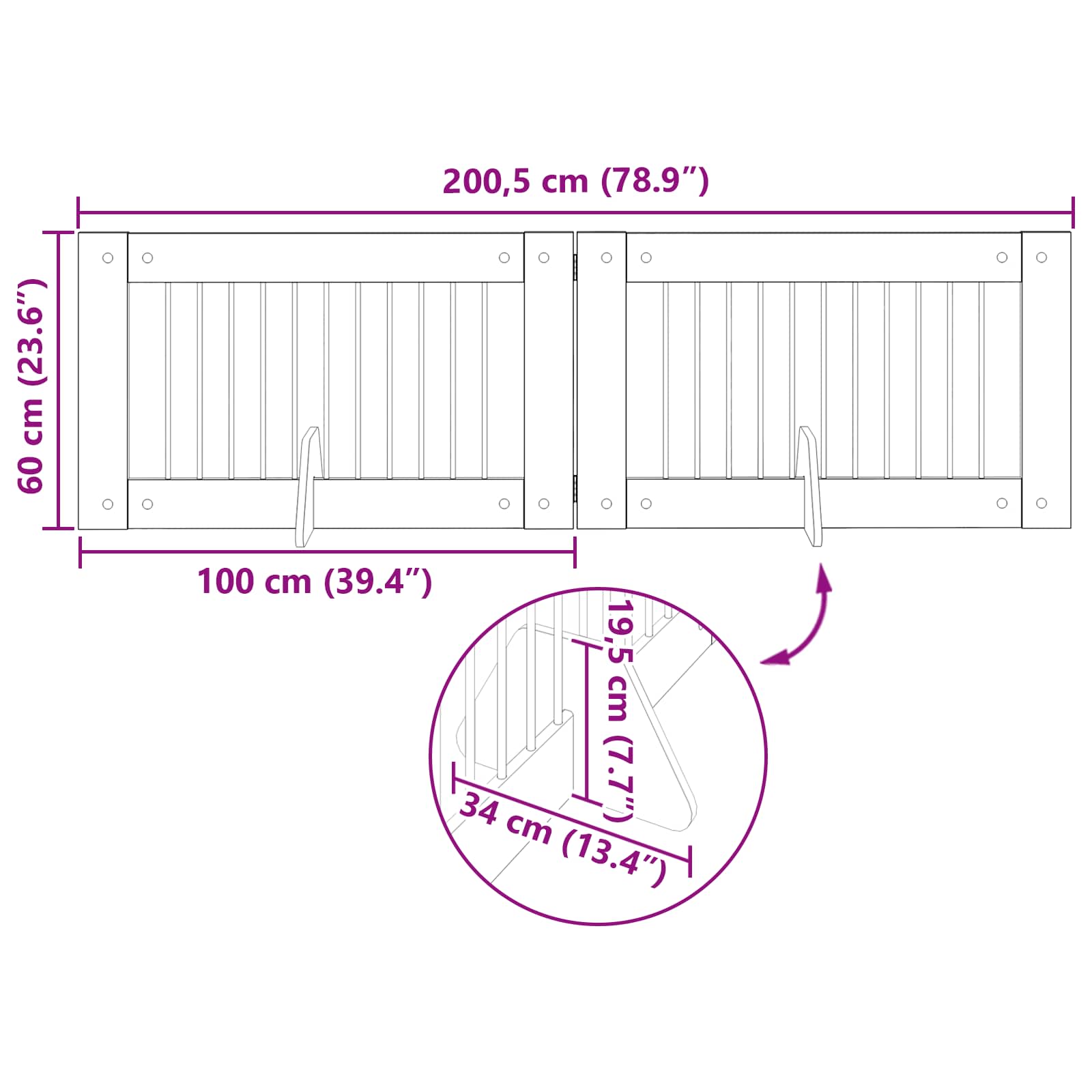 Hondenhekje met standaards 2 pcs Gerookt eiken 100 x 60 cm