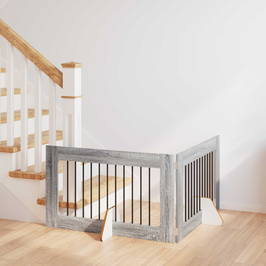 Hondenhekje met standaards 2 pcs Grijs sonoma 100 x 60 cm