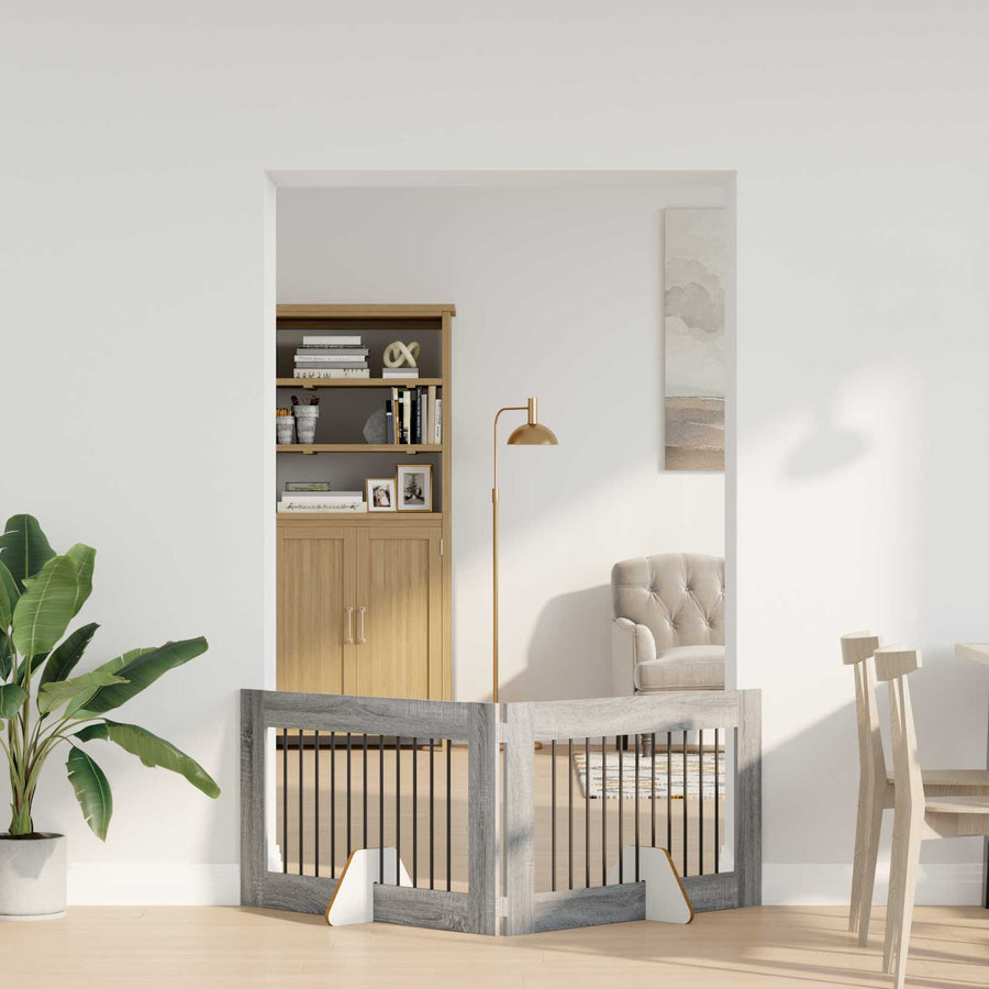 Hondenhekje met standaards 2 pcs Grijs sonoma 100 x 60 cm