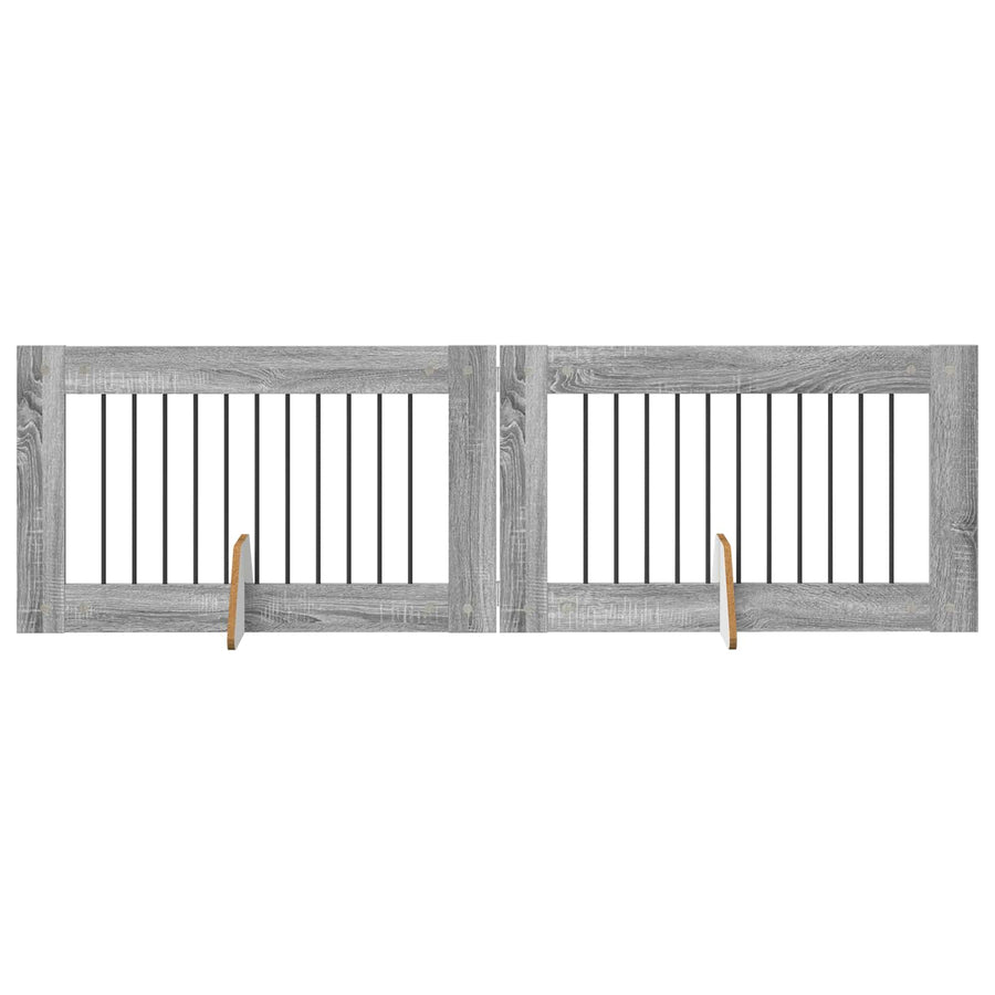 Hondenhekje met standaards 2 pcs Grijs sonoma 100 x 60 cm