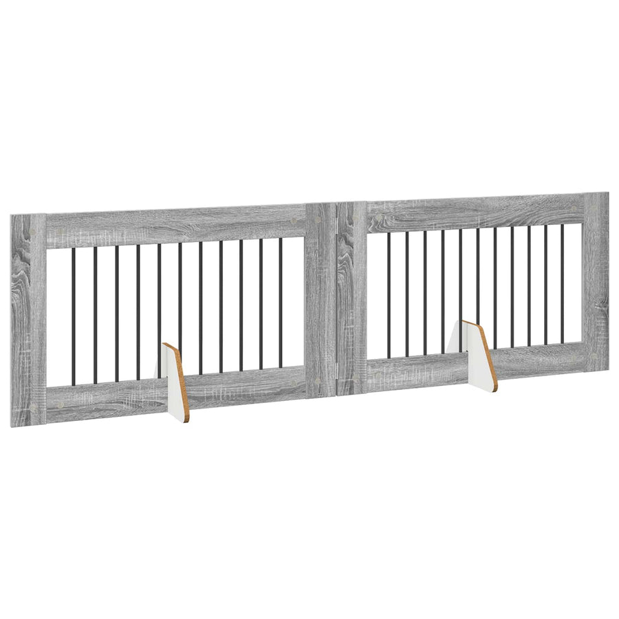 Hondenhekje met standaards 2 pcs Grijs sonoma 100 x 60 cm