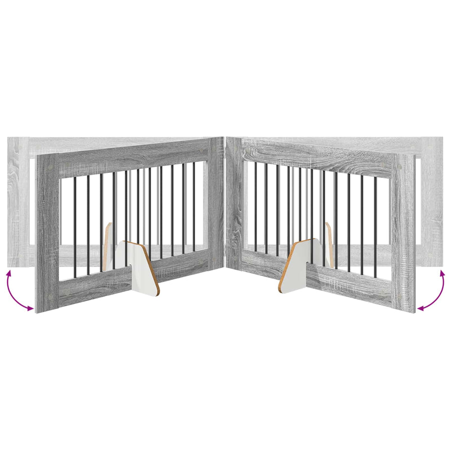 Hondenhekje met standaards 2 pcs Grijs sonoma 100 x 60 cm