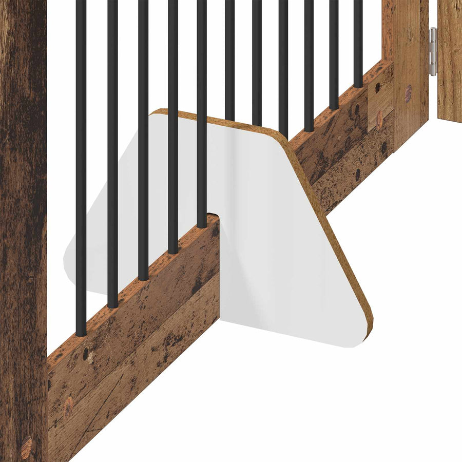 Hondenhekje met standaards 2 pcs Oud hout 100 x 60 cm