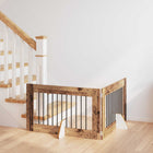 Dog gate with stands 2 pcs Aged wood 100 x 60 cm