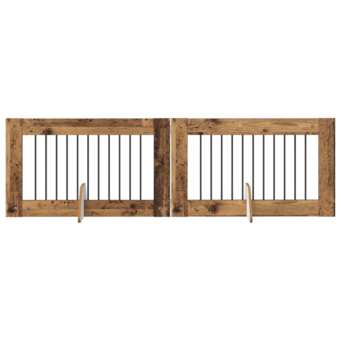 Hondenhekje met standaards 2 pcs Oud hout 100 x 60 cm