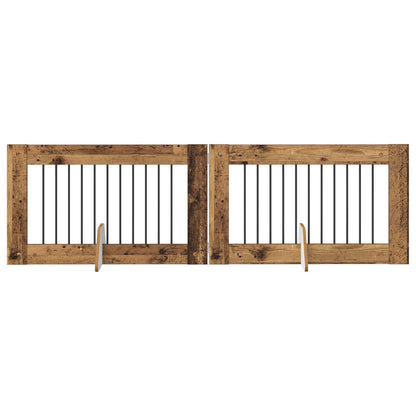 Hondenhekje met standaards 2 pcs Oud hout 100 x 60 cm