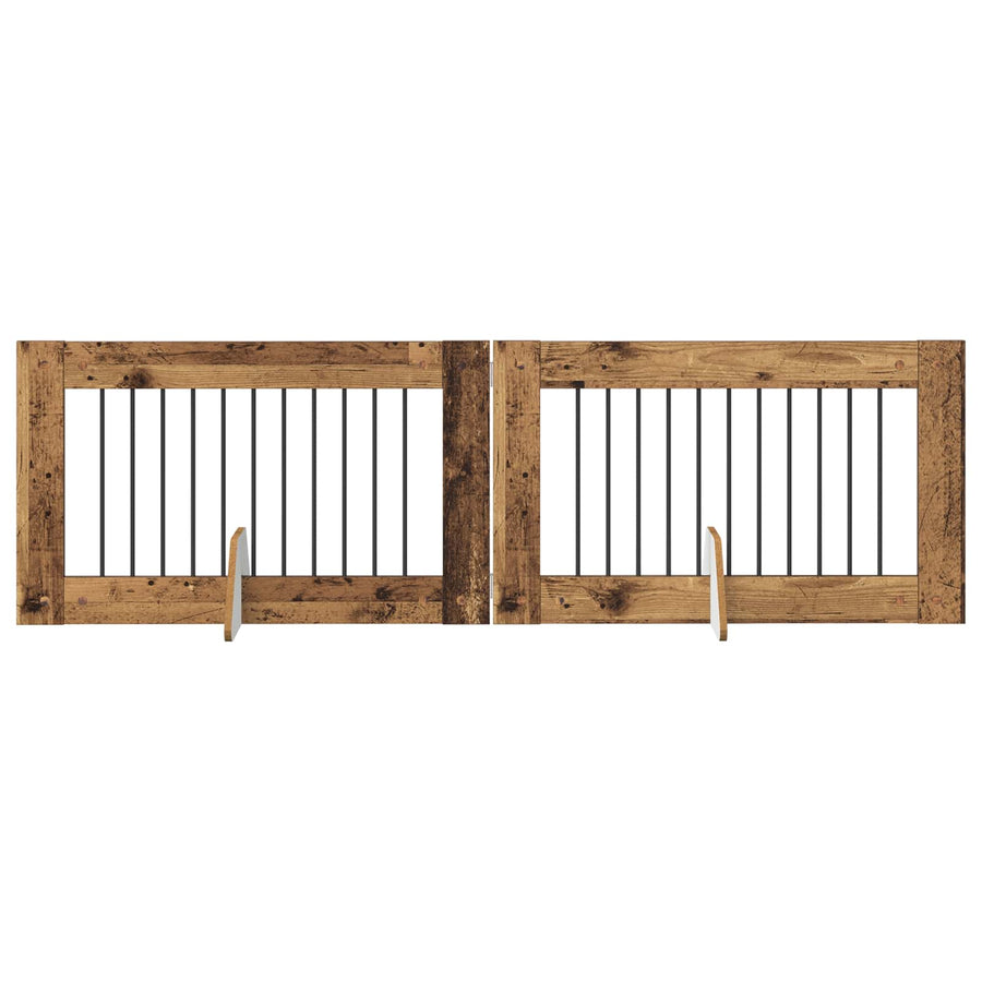 Hondenhekje met standaards 2 pcs Oud hout 100 x 60 cm
