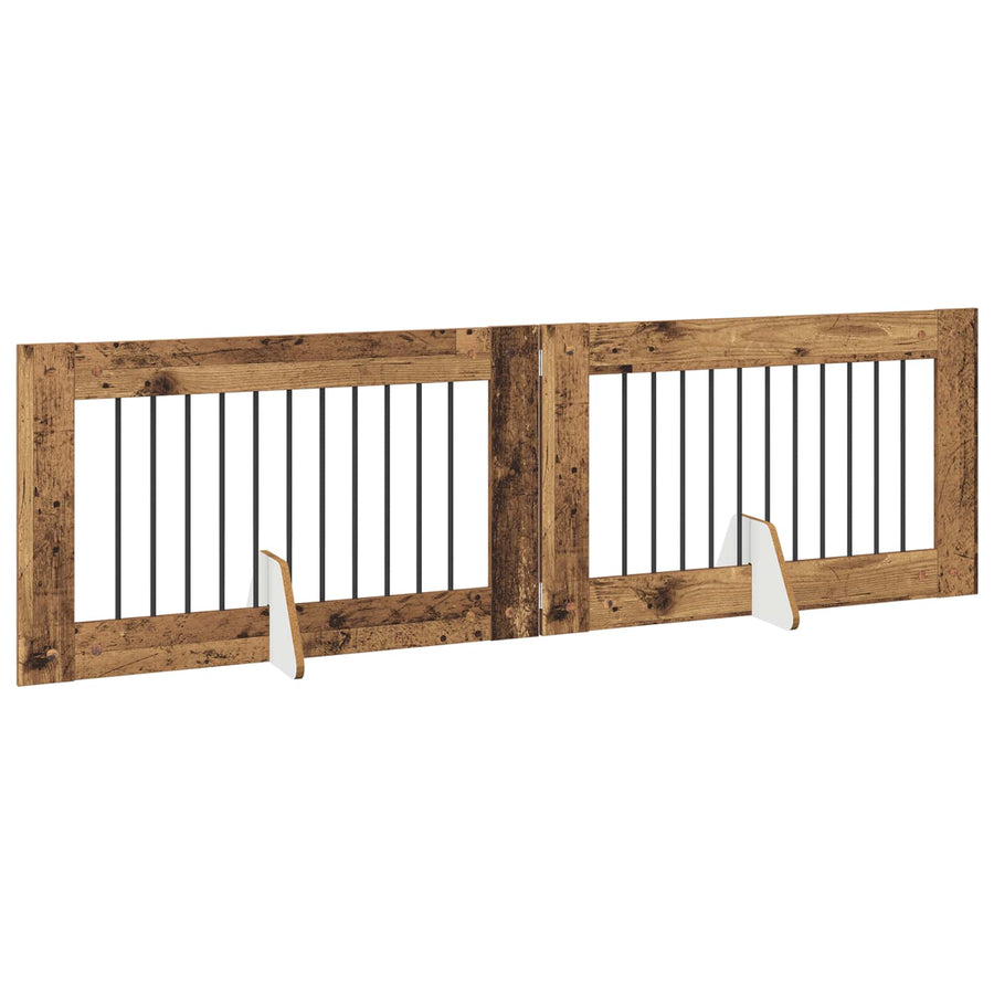 Hondenhekje met standaards 2 pcs Oud hout 100 x 60 cm
