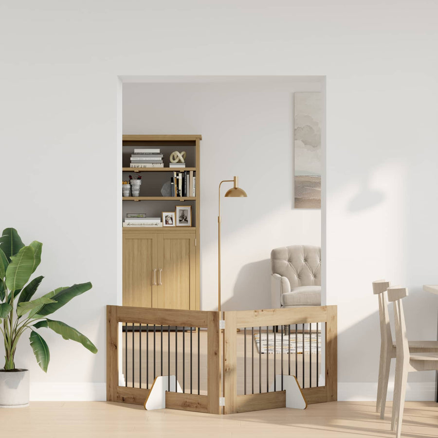 Hondenhekje met standaards 2 pcs Artisanaal eiken 100 x 60 cm