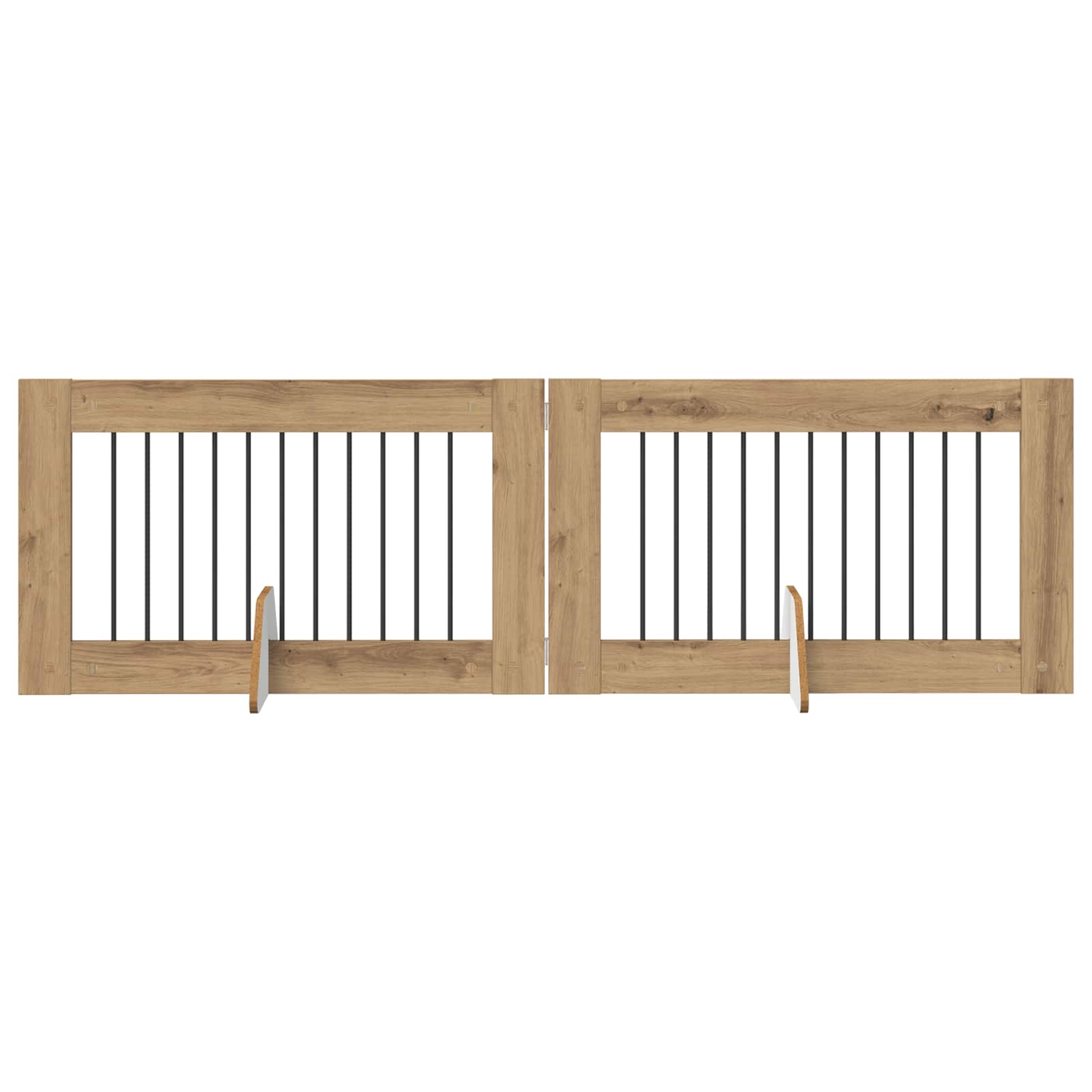 Hondenhekje met standaards 2 pcs Artisanaal eiken 100 x 60 cm