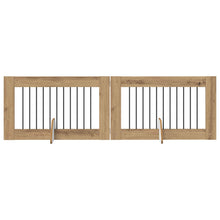 Hondenhekje met standaards 2 pcs Artisanaal eiken 100 x 60 cm