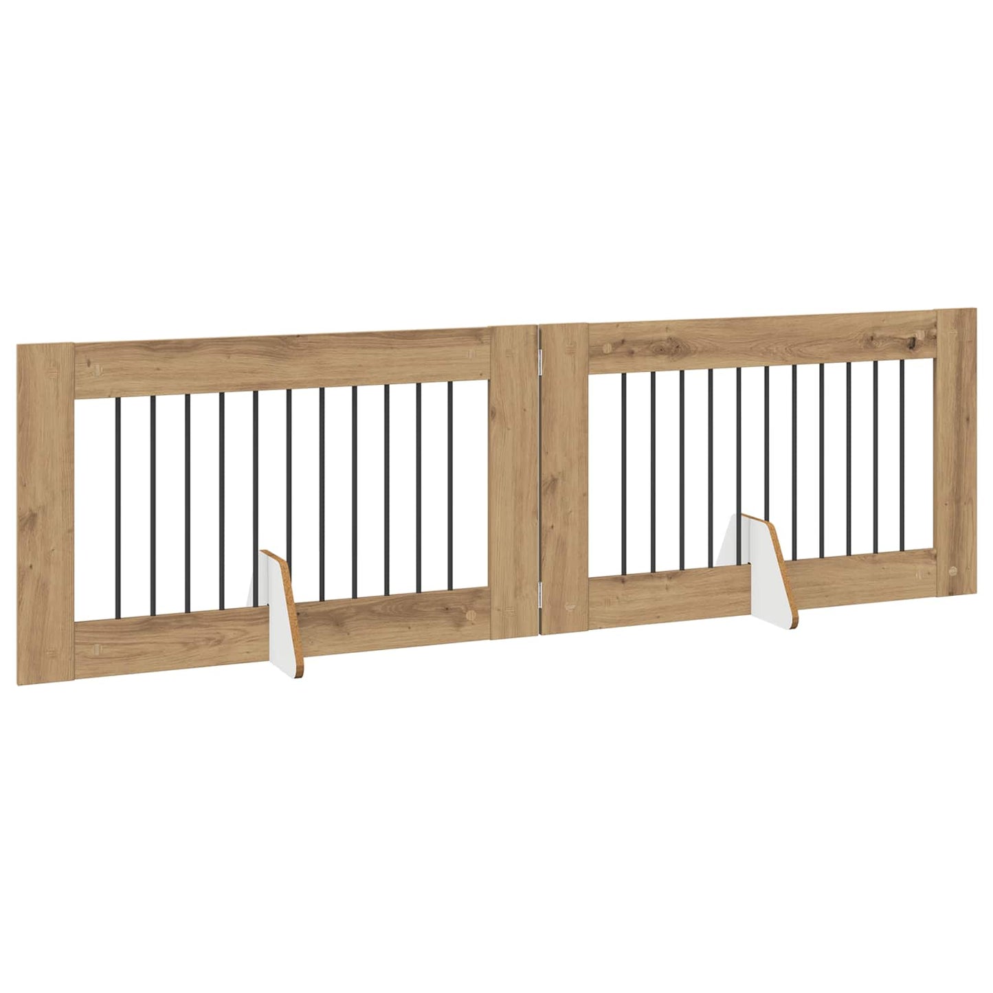 Hondenhekje met standaards 2 pcs Artisanaal eiken 100 x 60 cm