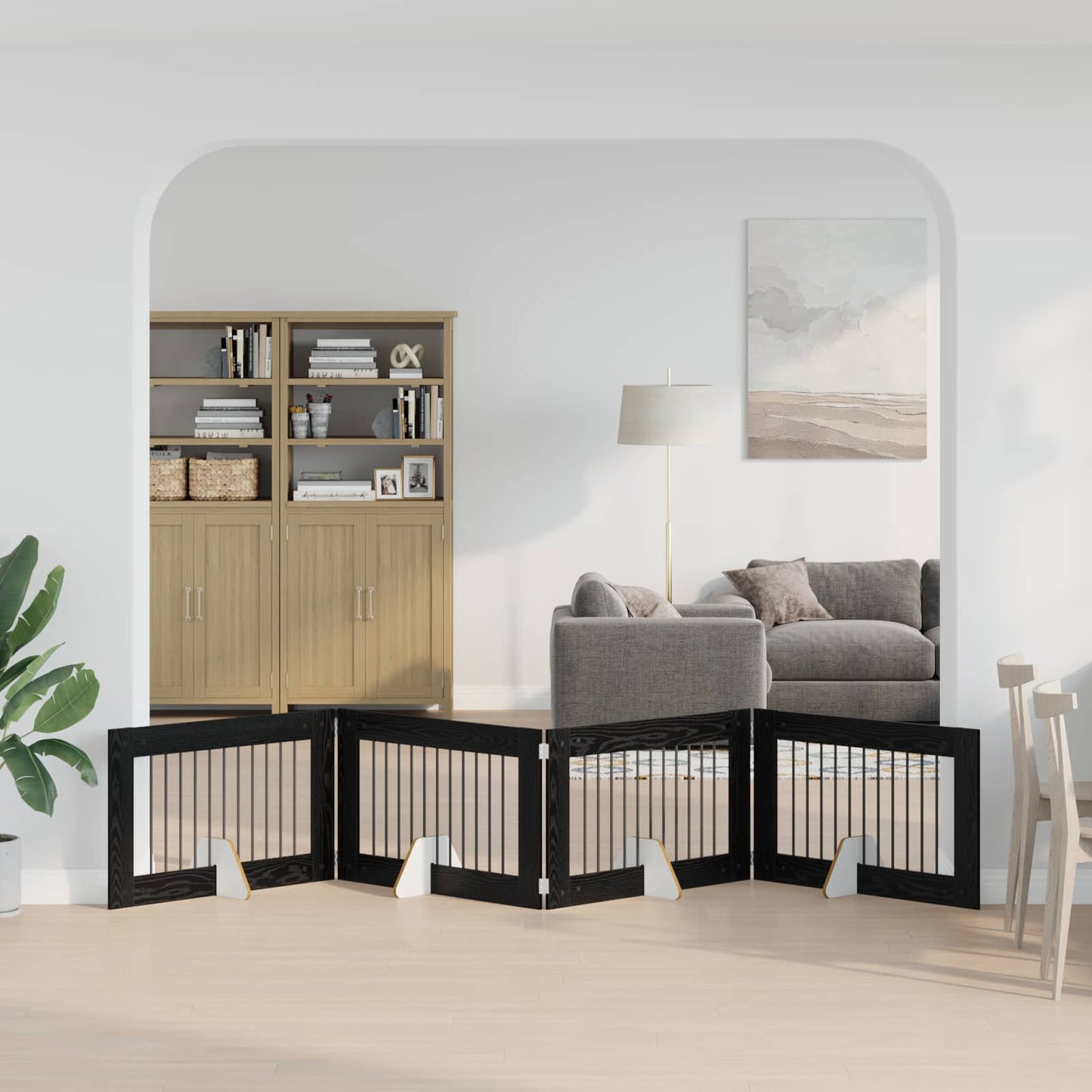 Hondenhekje met standaards 4 pcs Zwart eiken 100 x 60 cm