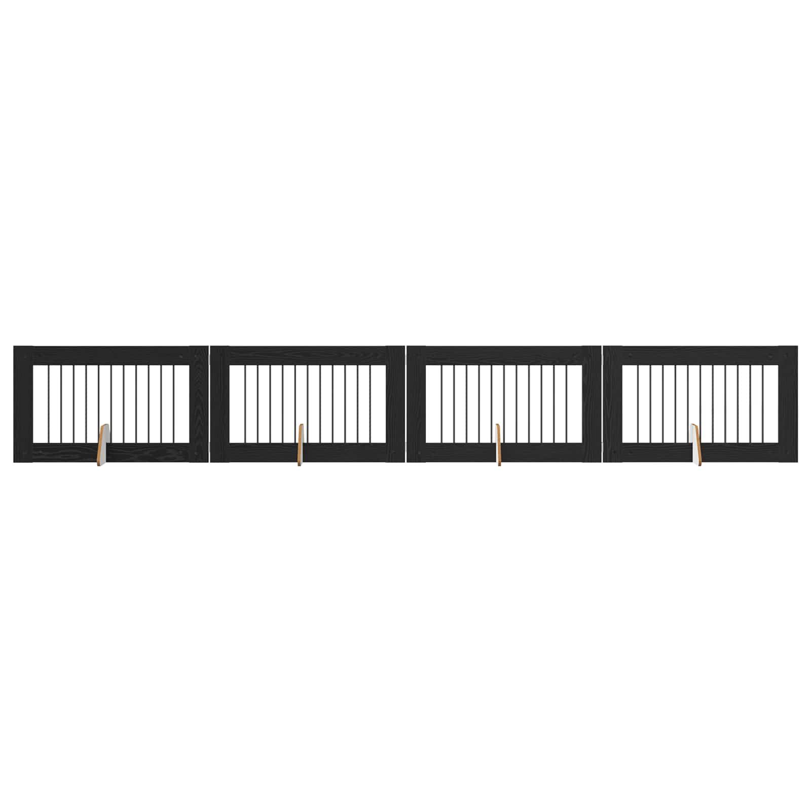 Hondenhekje met standaards 4 pcs Zwart eiken 100 x 60 cm
