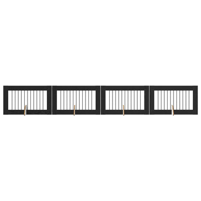 Hondenhekje met standaards 4 pcs Zwart eiken 100 x 60 cm