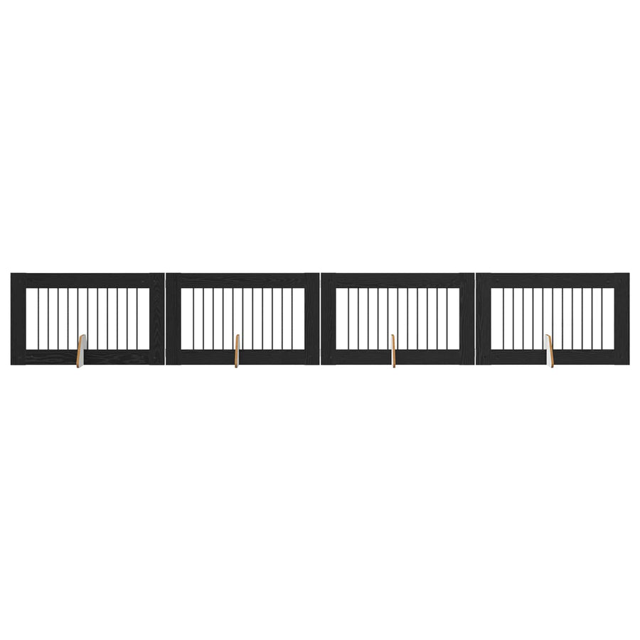 Hondenhekje met standaards 4 pcs Zwart eiken 100 x 60 cm